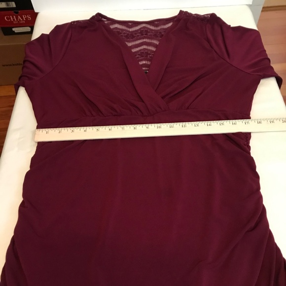TORRID Lace Surplice V-Neck Blouse Ruched Top Burgundy Women’s Plus Size 2X - Picture 15 of 16